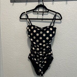 J. Crew Black and White Polka Dot One-Piece Swimsuit